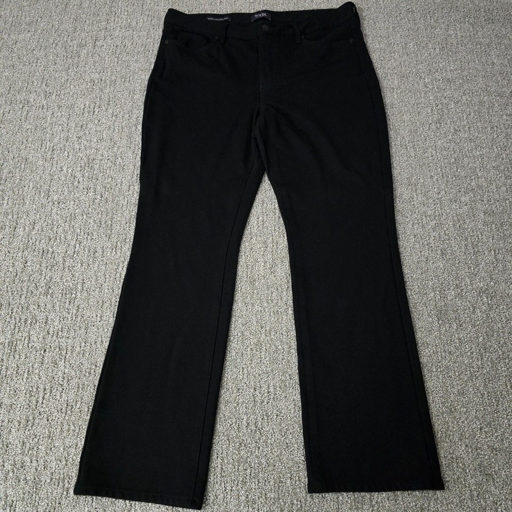 NYDJ Marilyn Straight Jeans Womens 16P Black Lift Tuck High Rise Petite Stretch